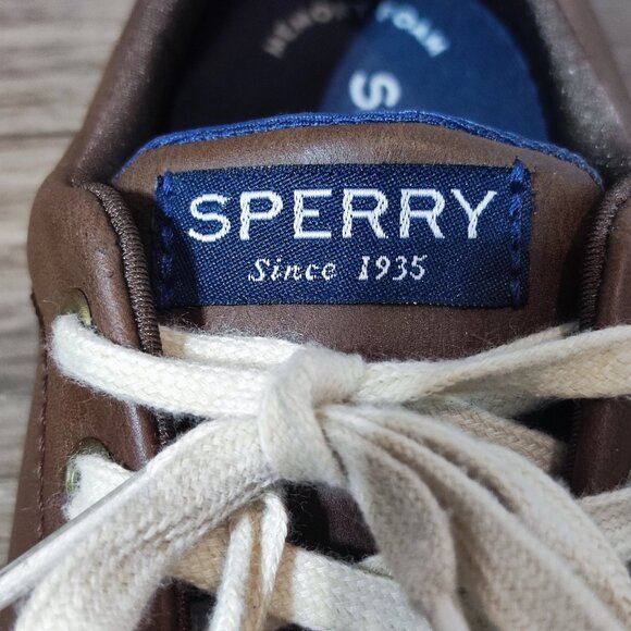 Sperry Memory Foam Sneakers Boys Size 2 Brown  Faux Leather Low Top Sporty Shoe - Picture 7 of 10